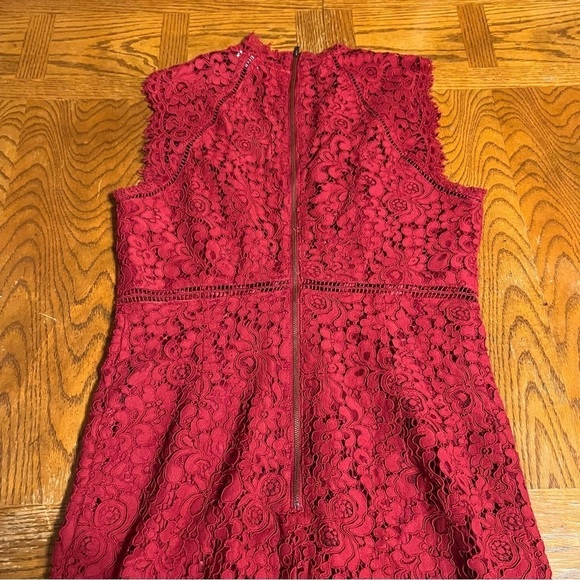 Bardot Women’s Lace Panel Midi Dress In Wine Sz 8 - Picture 13 of 15